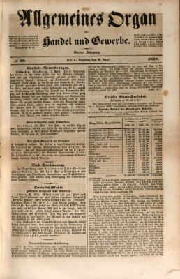 Allgemeines Organ für Handel und Gewerbe und damit verwandte Gegenstände Samstag 2. Juni 1838