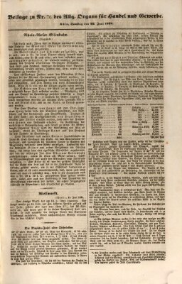 Allgemeines Organ für Handel und Gewerbe und damit verwandte Gegenstände Samstag 23. Juni 1838