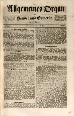 Allgemeines Organ für Handel und Gewerbe und damit verwandte Gegenstände Donnerstag 5. Juli 1838