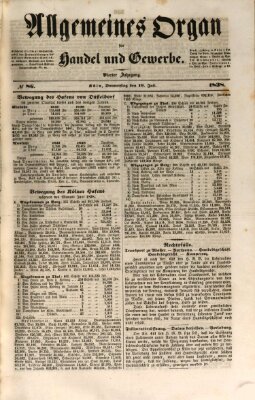 Allgemeines Organ für Handel und Gewerbe und damit verwandte Gegenstände Donnerstag 19. Juli 1838