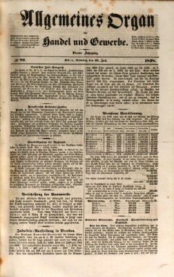 Allgemeines Organ für Handel und Gewerbe und damit verwandte Gegenstände Samstag 21. Juli 1838