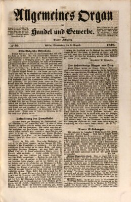 Allgemeines Organ für Handel und Gewerbe und damit verwandte Gegenstände Donnerstag 9. August 1838