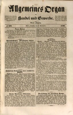 Allgemeines Organ für Handel und Gewerbe und damit verwandte Gegenstände Samstag 8. September 1838