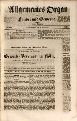 Allgemeines Organ für Handel und Gewerbe und damit verwandte Gegenstände Samstag 8. September 1838