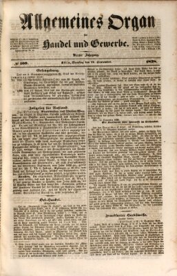 Allgemeines Organ für Handel und Gewerbe und damit verwandte Gegenstände Dienstag 11. September 1838