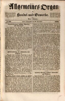 Allgemeines Organ für Handel und Gewerbe und damit verwandte Gegenstände Donnerstag 13. September 1838