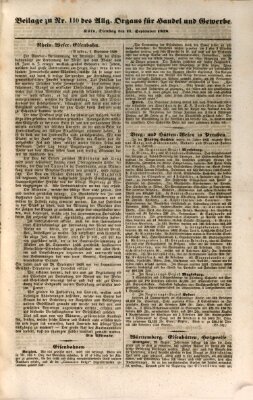 Allgemeines Organ für Handel und Gewerbe und damit verwandte Gegenstände Dienstag 11. September 1838