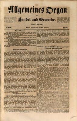 Allgemeines Organ für Handel und Gewerbe und damit verwandte Gegenstände Donnerstag 25. Oktober 1838