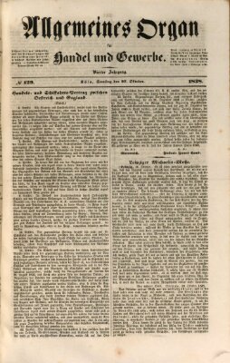 Allgemeines Organ für Handel und Gewerbe und damit verwandte Gegenstände Samstag 27. Oktober 1838