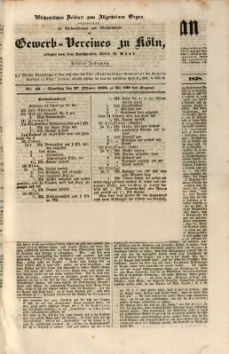 Allgemeines Organ für Handel und Gewerbe und damit verwandte Gegenstände Dienstag 30. Oktober 1838