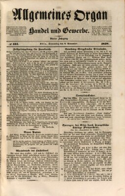 Allgemeines Organ für Handel und Gewerbe und damit verwandte Gegenstände Donnerstag 8. November 1838