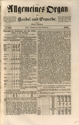 Allgemeines Organ für Handel und Gewerbe und damit verwandte Gegenstände Samstag 10. November 1838