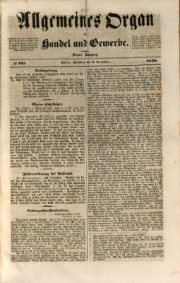 Allgemeines Organ für Handel und Gewerbe und damit verwandte Gegenstände Dienstag 4. Dezember 1838