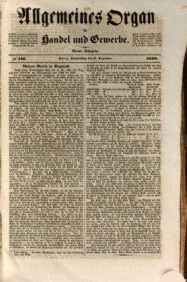 Allgemeines Organ für Handel und Gewerbe und damit verwandte Gegenstände Donnerstag 6. Dezember 1838