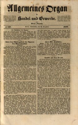 Allgemeines Organ für Handel und Gewerbe und damit verwandte Gegenstände Donnerstag 13. Dezember 1838