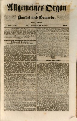 Allgemeines Organ für Handel und Gewerbe und damit verwandte Gegenstände Samstag 29. Dezember 1838