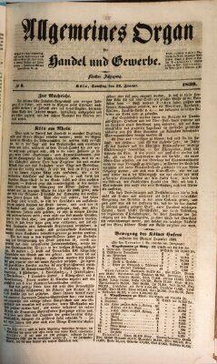 Allgemeines Organ für Handel und Gewerbe und damit verwandte Gegenstände Samstag 12. Januar 1839