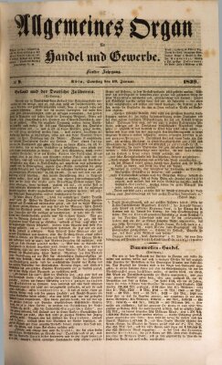 Allgemeines Organ für Handel und Gewerbe und damit verwandte Gegenstände Samstag 19. Januar 1839