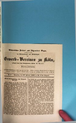 Allgemeines Organ für Handel und Gewerbe und damit verwandte Gegenstände Samstag 19. Januar 1839