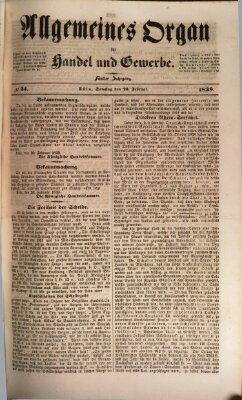 Allgemeines Organ für Handel und Gewerbe und damit verwandte Gegenstände Samstag 23. Februar 1839