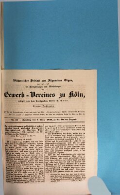 Allgemeines Organ für Handel und Gewerbe und damit verwandte Gegenstände Samstag 9. März 1839