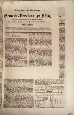 Allgemeines Organ für Handel und Gewerbe und damit verwandte Gegenstände Sonntag 4. August 1839