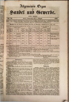 Allgemeines Organ für Handel und Gewerbe und damit verwandte Gegenstände Donnerstag 15. August 1839