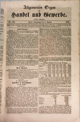 Allgemeines Organ für Handel und Gewerbe und damit verwandte Gegenstände Donnerstag 22. August 1839