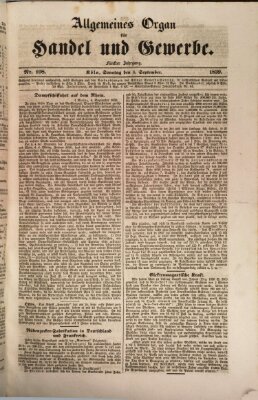 Allgemeines Organ für Handel und Gewerbe und damit verwandte Gegenstände Sonntag 8. September 1839