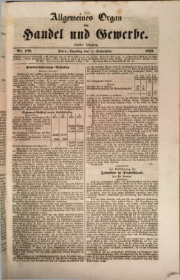 Allgemeines Organ für Handel und Gewerbe und damit verwandte Gegenstände Dienstag 10. September 1839