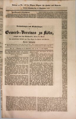 Allgemeines Organ für Handel und Gewerbe und damit verwandte Gegenstände Sonntag 29. September 1839