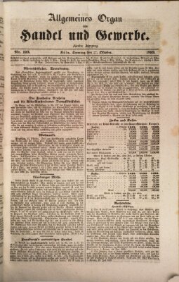 Allgemeines Organ für Handel und Gewerbe und damit verwandte Gegenstände Sonntag 27. Oktober 1839