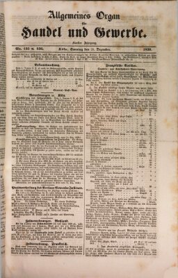 Allgemeines Organ für Handel und Gewerbe und damit verwandte Gegenstände Sonntag 29. Dezember 1839