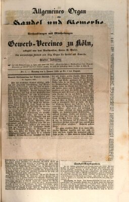 Allgemeines Organ für Handel und Gewerbe und damit verwandte Gegenstände Sonntag 5. Januar 1840