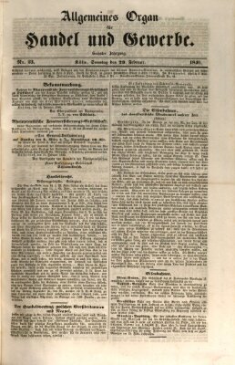 Allgemeines Organ für Handel und Gewerbe und damit verwandte Gegenstände Sonntag 23. Februar 1840