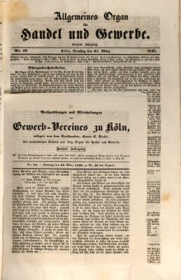 Allgemeines Organ für Handel und Gewerbe und damit verwandte Gegenstände Sonntag 29. März 1840