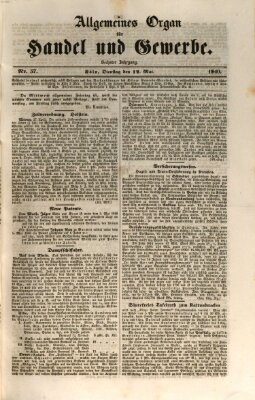 Allgemeines Organ für Handel und Gewerbe und damit verwandte Gegenstände Dienstag 12. Mai 1840