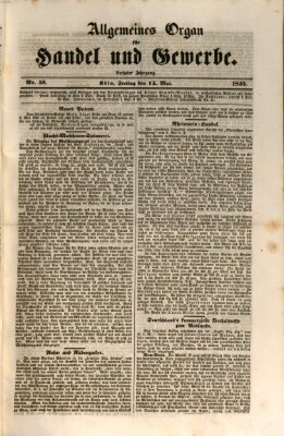 Allgemeines Organ für Handel und Gewerbe und damit verwandte Gegenstände Freitag 15. Mai 1840