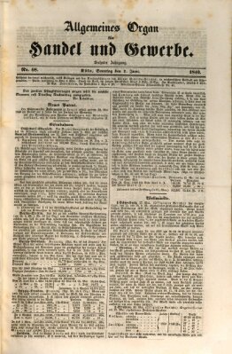 Allgemeines Organ für Handel und Gewerbe und damit verwandte Gegenstände Sonntag 7. Juni 1840