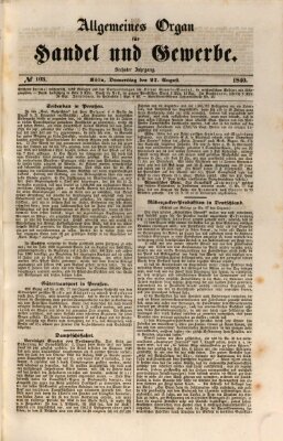 Allgemeines Organ für Handel und Gewerbe und damit verwandte Gegenstände Donnerstag 27. August 1840