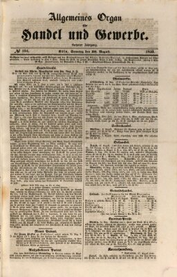 Allgemeines Organ für Handel und Gewerbe und damit verwandte Gegenstände Sonntag 30. August 1840