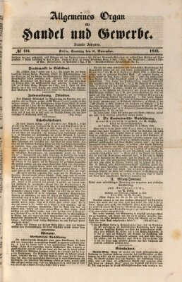 Allgemeines Organ für Handel und Gewerbe und damit verwandte Gegenstände Sonntag 8. November 1840