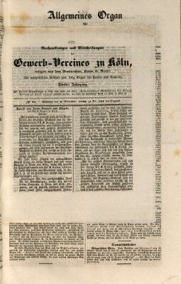 Allgemeines Organ für Handel und Gewerbe und damit verwandte Gegenstände Sonntag 8. November 1840