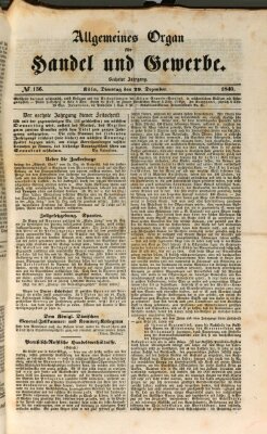 Allgemeines Organ für Handel und Gewerbe und damit verwandte Gegenstände Dienstag 29. Dezember 1840