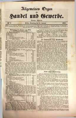 Allgemeines Organ für Handel und Gewerbe und damit verwandte Gegenstände Samstag 9. Januar 1841