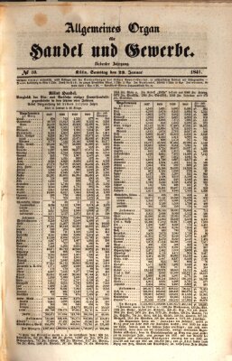 Allgemeines Organ für Handel und Gewerbe und damit verwandte Gegenstände Samstag 23. Januar 1841