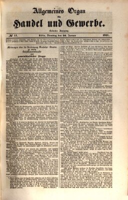 Allgemeines Organ für Handel und Gewerbe und damit verwandte Gegenstände Dienstag 26. Januar 1841