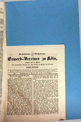 Allgemeines Organ für Handel und Gewerbe und damit verwandte Gegenstände Samstag 13. Februar 1841