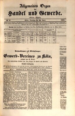 Allgemeines Organ für Handel und Gewerbe und damit verwandte Gegenstände Samstag 17. April 1841