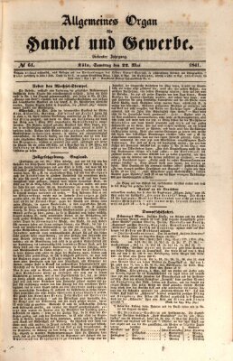 Allgemeines Organ für Handel und Gewerbe und damit verwandte Gegenstände Samstag 22. Mai 1841